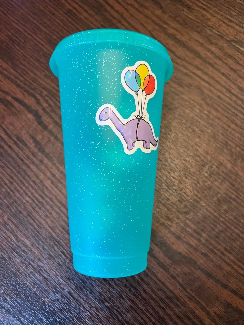 Teal Glitter Plastic Party Cup with Stickers